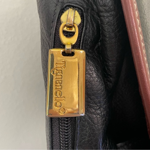 VTG TIGNANELLO Genuine Leather Backpack Bag Purse Black & Brown Adjustable Mini - Picture 8 of 14